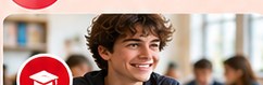 Un lycéen souriant dans un espace de travail